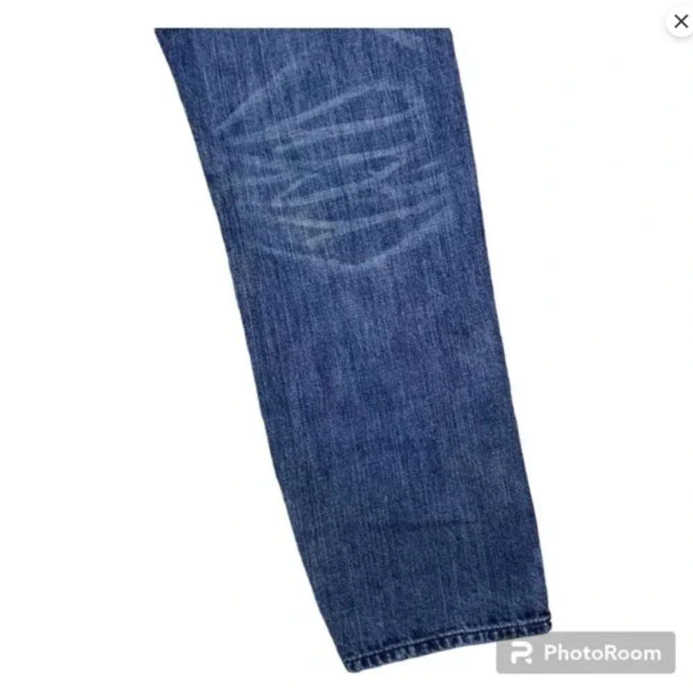 RRJ Original Jeans Men's Straight Blue Jeans Size 34 Blue Embroidered 5 Pocket